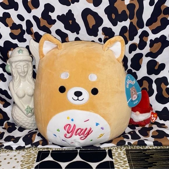 SQUISHMALLOWS ANGIE THE BROWN CELEBRATION DOG PLUSH TOY ANIMAL - Picture 1 of 9